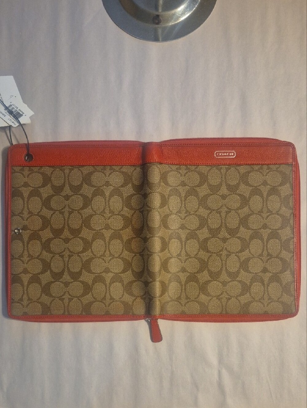 Coach Orange & Brown Signature Canvas Organizer with Red Trim - Picture 9 of 9